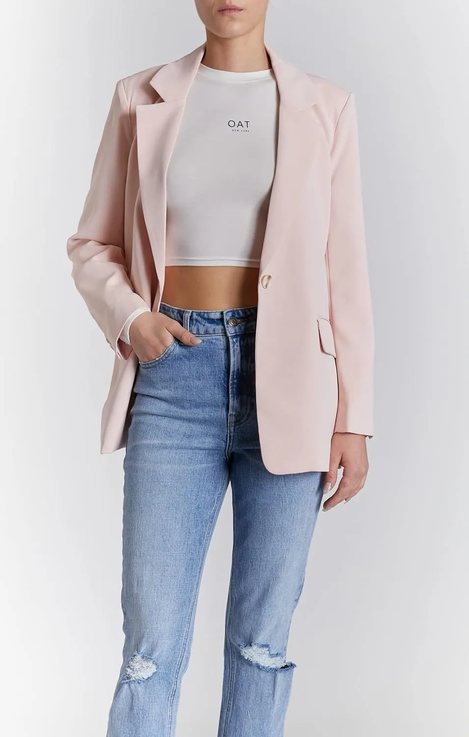 O A T NEW YORK Women's Plus Size Luxury Clothing Boyfriend Blazer