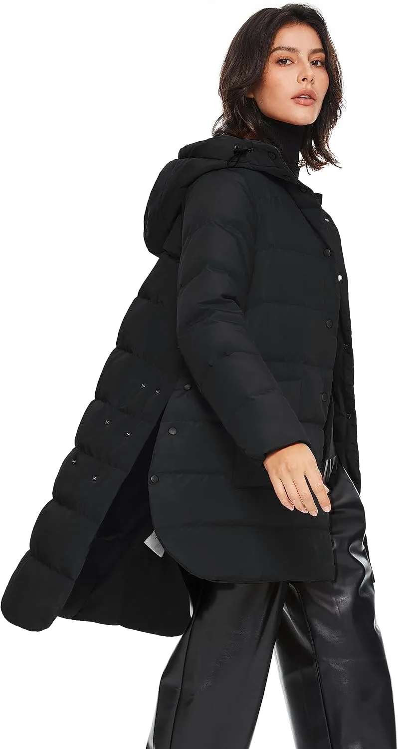 Orolay Women's Warm Quilted Down Jacket Ladies Hooded Coat Long Puffer Jacket