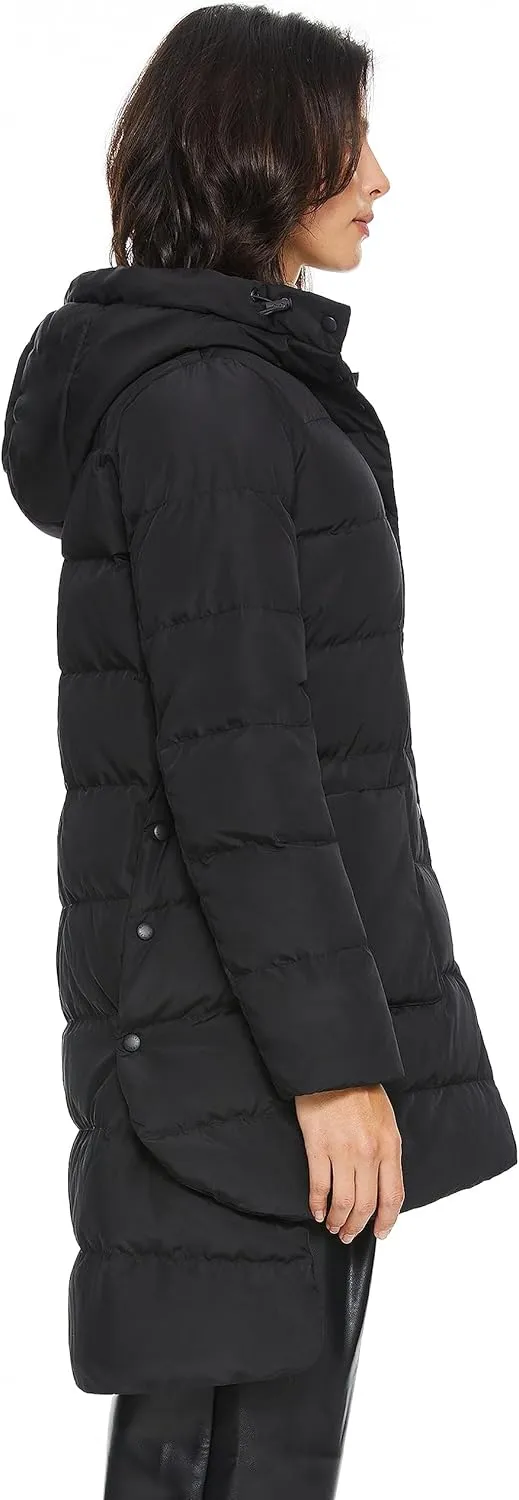 Orolay Women's Warm Quilted Down Jacket Ladies Hooded Coat Long Puffer Jacket