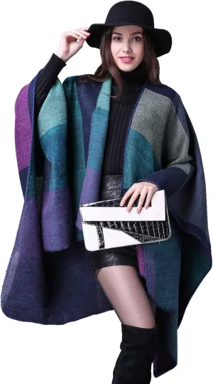 Pashmina Shawls and Wraps, Warm Knit Ruana Ponchos for Women, Open Front Cardigan Shawl Poncho Sweater Women