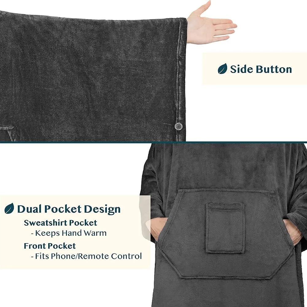 PAVILIA Wearable Blanket Poncho Women Men, Oversized Hoodie Sweatshirt Sweater Neck Warmer, Fleece Soft Hug Sleep Pod Adult