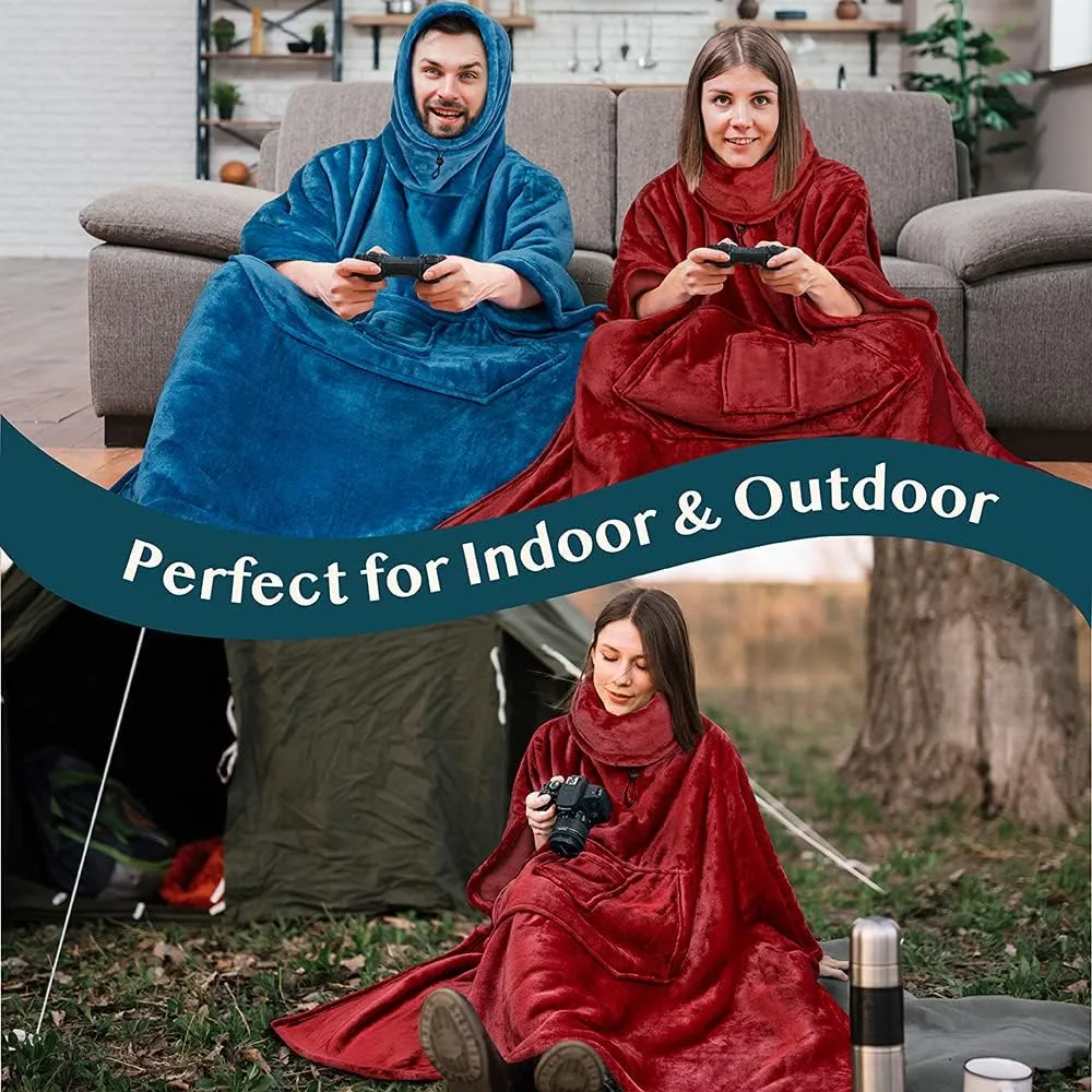 PAVILIA Wearable Blanket Poncho Women Men, Oversized Hoodie Sweatshirt Sweater Neck Warmer, Fleece Soft Hug Sleep Pod Adult