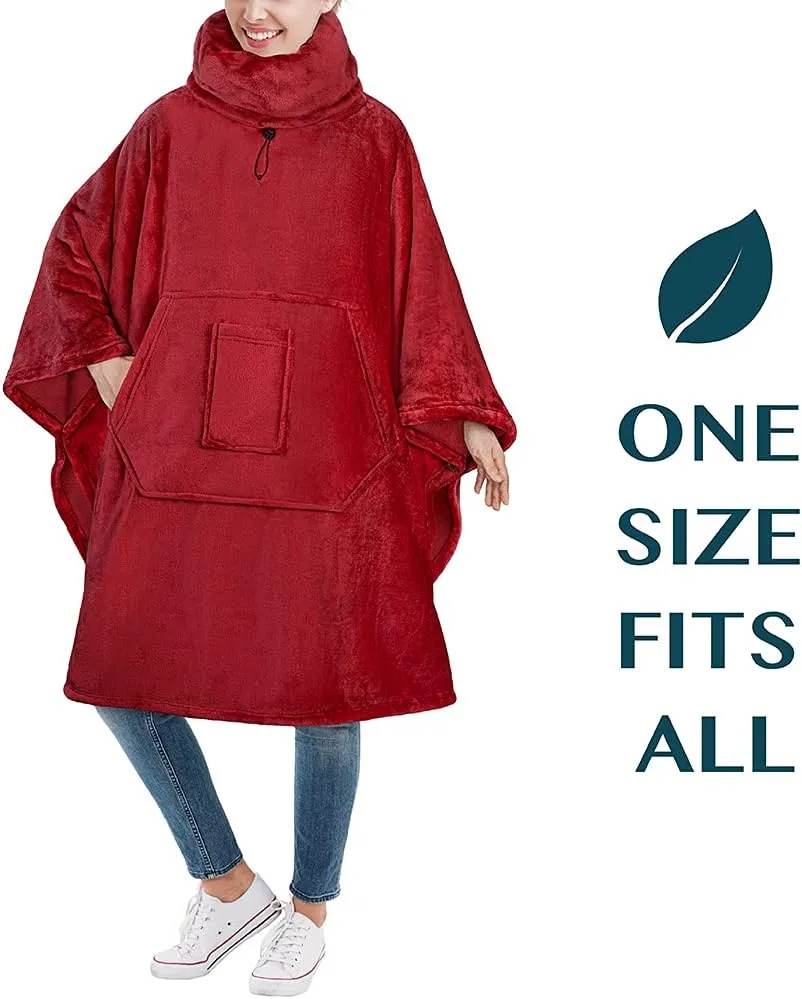 PAVILIA Wearable Blanket Poncho Women Men, Oversized Hoodie Sweatshirt Sweater Neck Warmer, Fleece Soft Hug Sleep Pod Adult