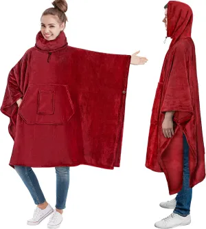 PAVILIA Wearable Blanket Poncho Women Men, Oversized Hoodie Sweatshirt Sweater Neck Warmer, Fleece Soft Hug Sleep Pod Adult