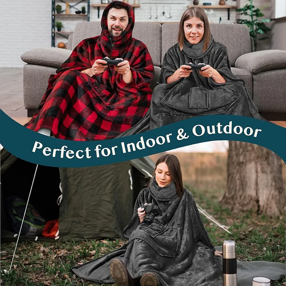 PAVILIA Wearable Blanket Poncho Women Men, Oversized Hoodie Sweatshirt Sweater Neck Warmer, Fleece Soft Hug Sleep Pod Adult
