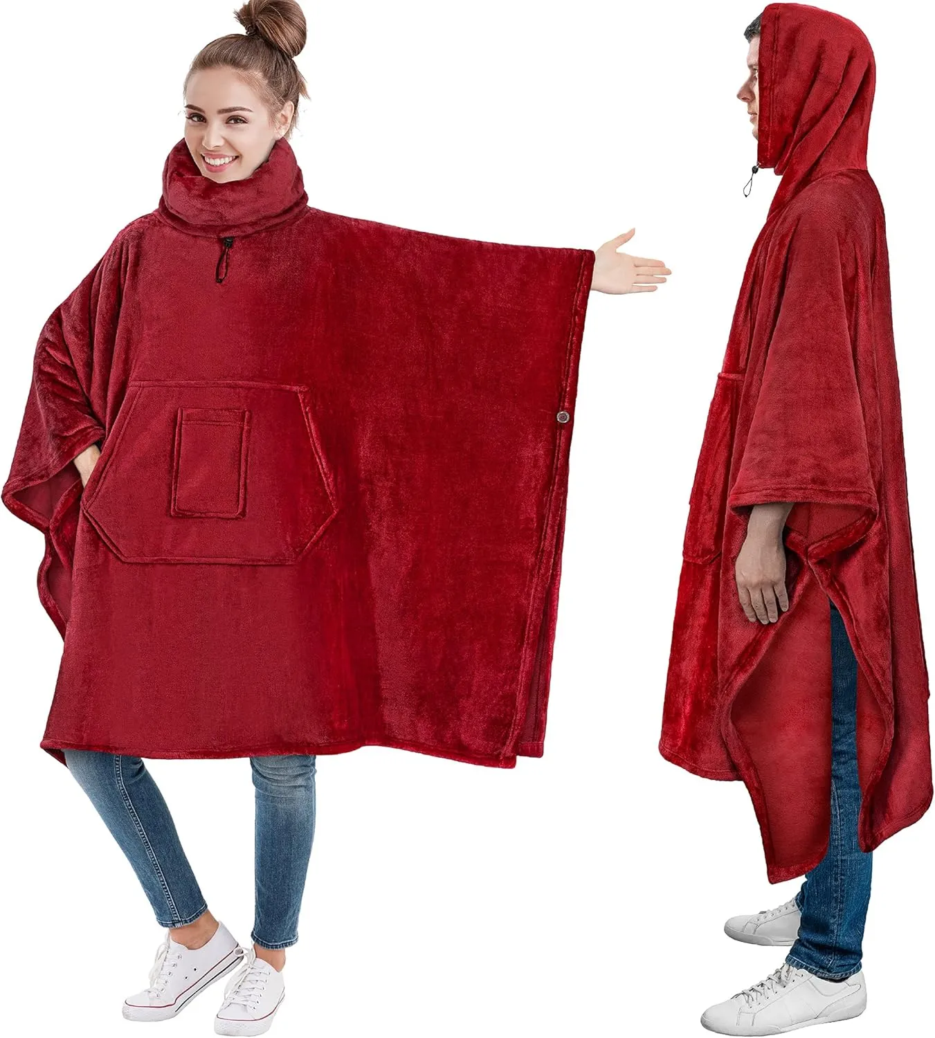 PAVILIA Wearable Blanket Poncho Women Men, Oversized Hoodie Sweatshirt Sweater Neck Warmer, Fleece Soft Hug Sleep Pod Adult