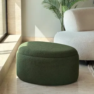 Pebble Snuggle Boucle Pouffe With Storage - Green