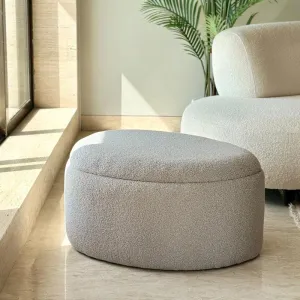 Pebble Snuggle Boucle Pouffe With Storage - Grey