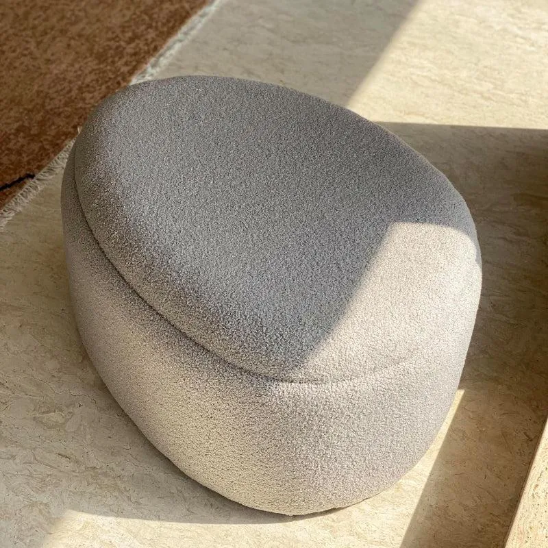 Pebble Snuggle Boucle Pouffe With Storage - Grey