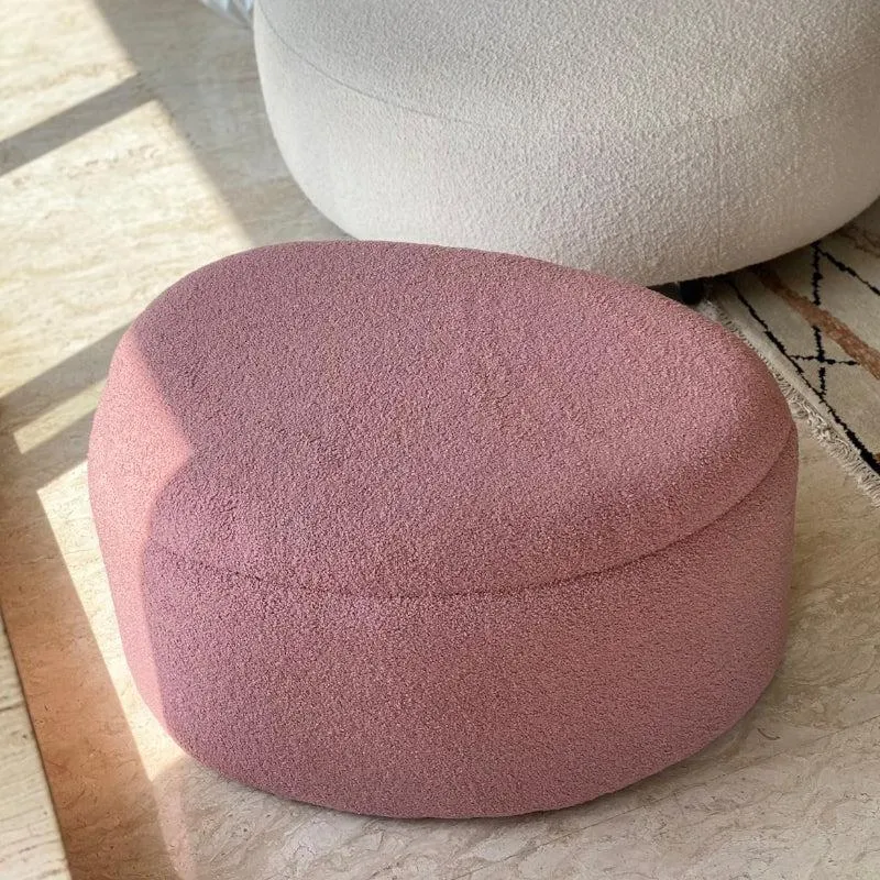 Pebble Snuggle Boucle Pouffe With Storage - Pink