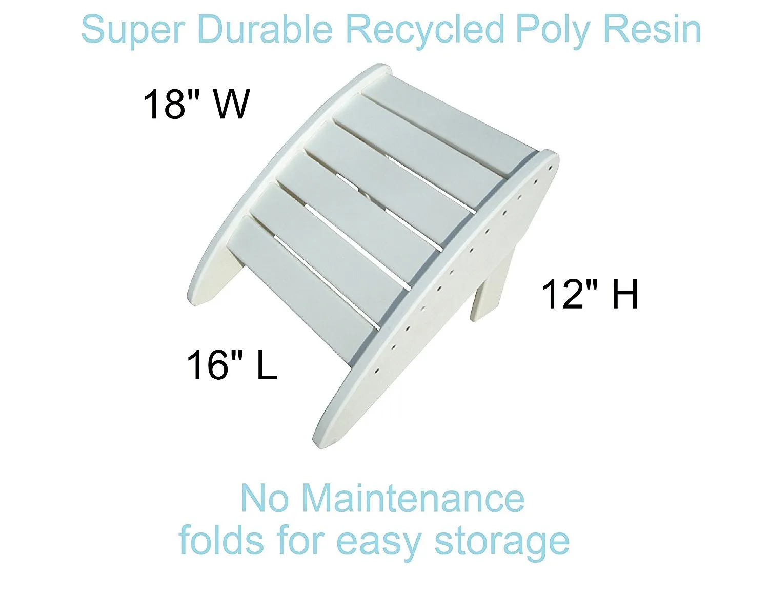 Phat Tommy Recycled Poly Resin Folding Ottoman &ndash; Durable and Nature-Friendly Patio Furniture matches Adirondack, White