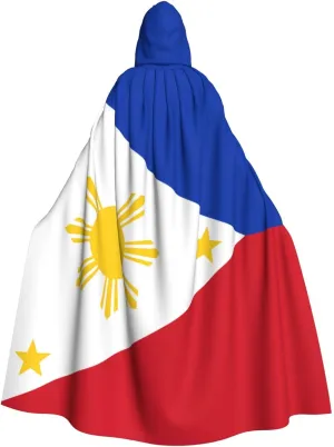 Philippine flag Picture aldult Cosplay Poncho Hooded Cloak for men and women Halloween Party