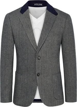 PJ PAUL JONES Mens Herringbone Blazer Vintage Tweed Wool Blend Sport Coat Jacket