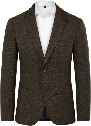 PJ PAUL JONES Mens Herringbone Blazer Vintage Tweed Wool Blend Sport Coat Jacket
