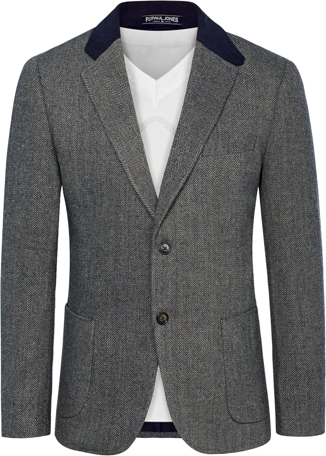 PJ PAUL JONES Mens Herringbone Blazer Vintage Tweed Wool Blend Sport Coat Jacket