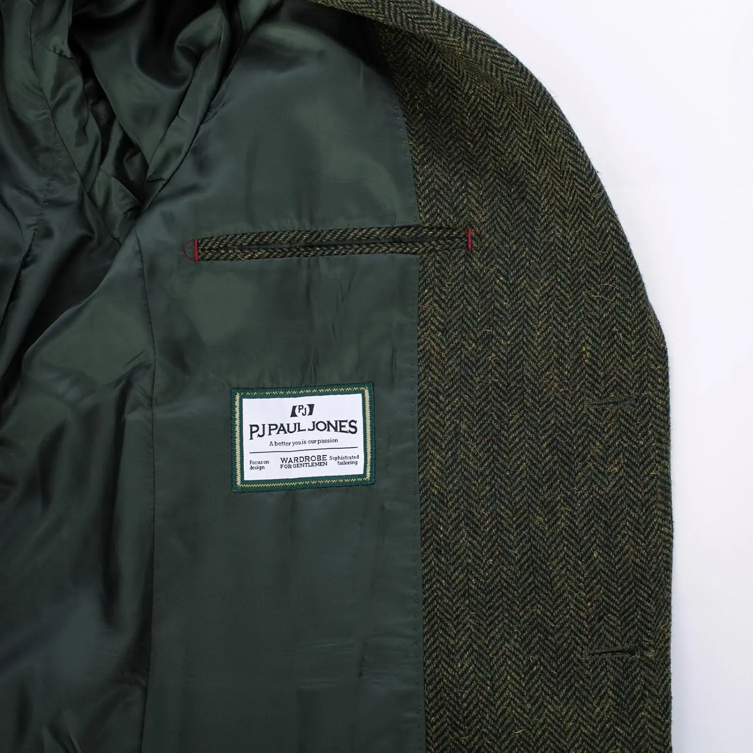 PJ PAUL JONES Mens Herringbone Blazer Vintage Tweed Wool Blend Sport Coat Jacket