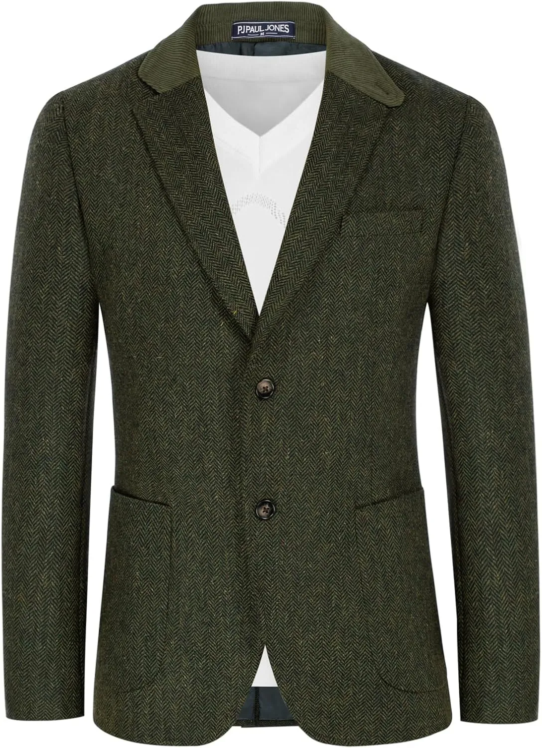 PJ PAUL JONES Mens Herringbone Blazer Vintage Tweed Wool Blend Sport Coat Jacket