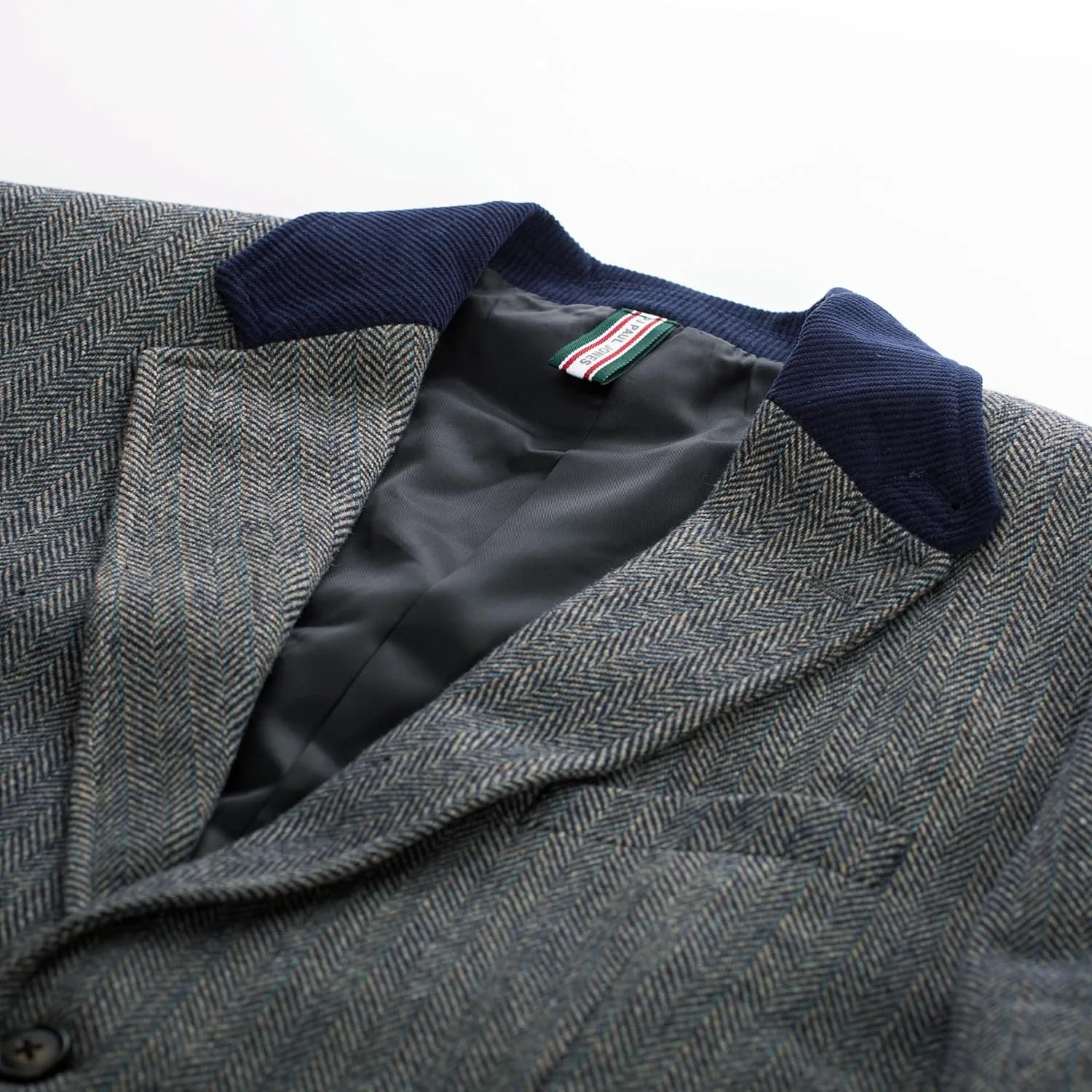 PJ PAUL JONES Mens Herringbone Blazer Vintage Tweed Wool Blend Sport Coat Jacket