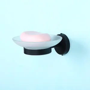 PJET Fully Brass & Glass Smero Soap Dish for Bathroom & Kitchen/Soap Dish/Stand/Bathroom Accessories (Matte Black)