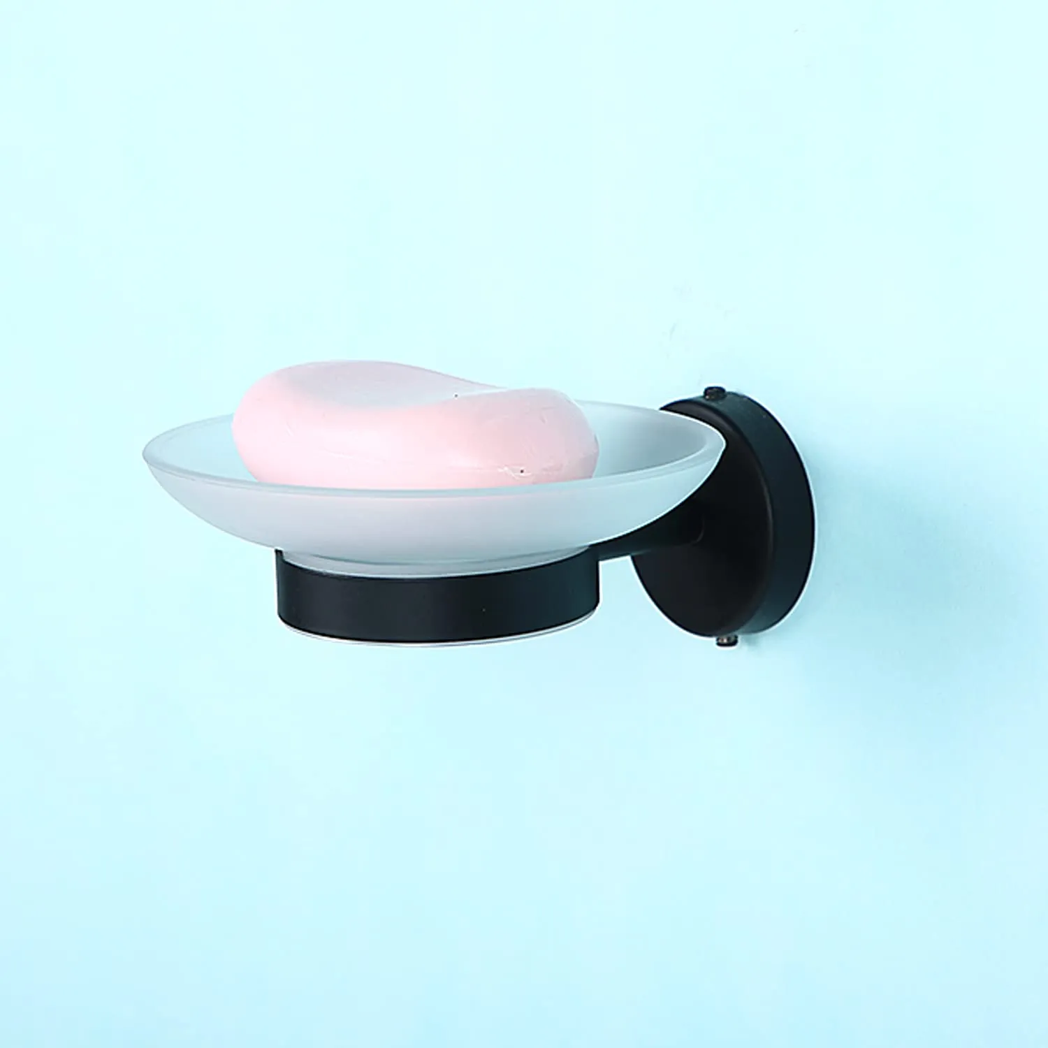 PJET Fully Brass & Glass Smero Soap Dish for Bathroom & Kitchen/Soap Dish/Stand/Bathroom Accessories (Matte Black)