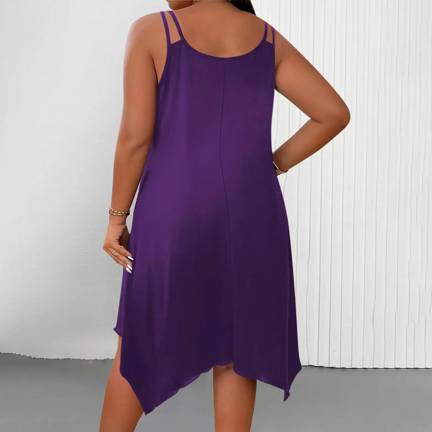 Plus Size 2025 Summer Dresses for Women Sexy Off The Shoulder Cami Dress Holiday Beach Loose Fit Dress Irregular Hem