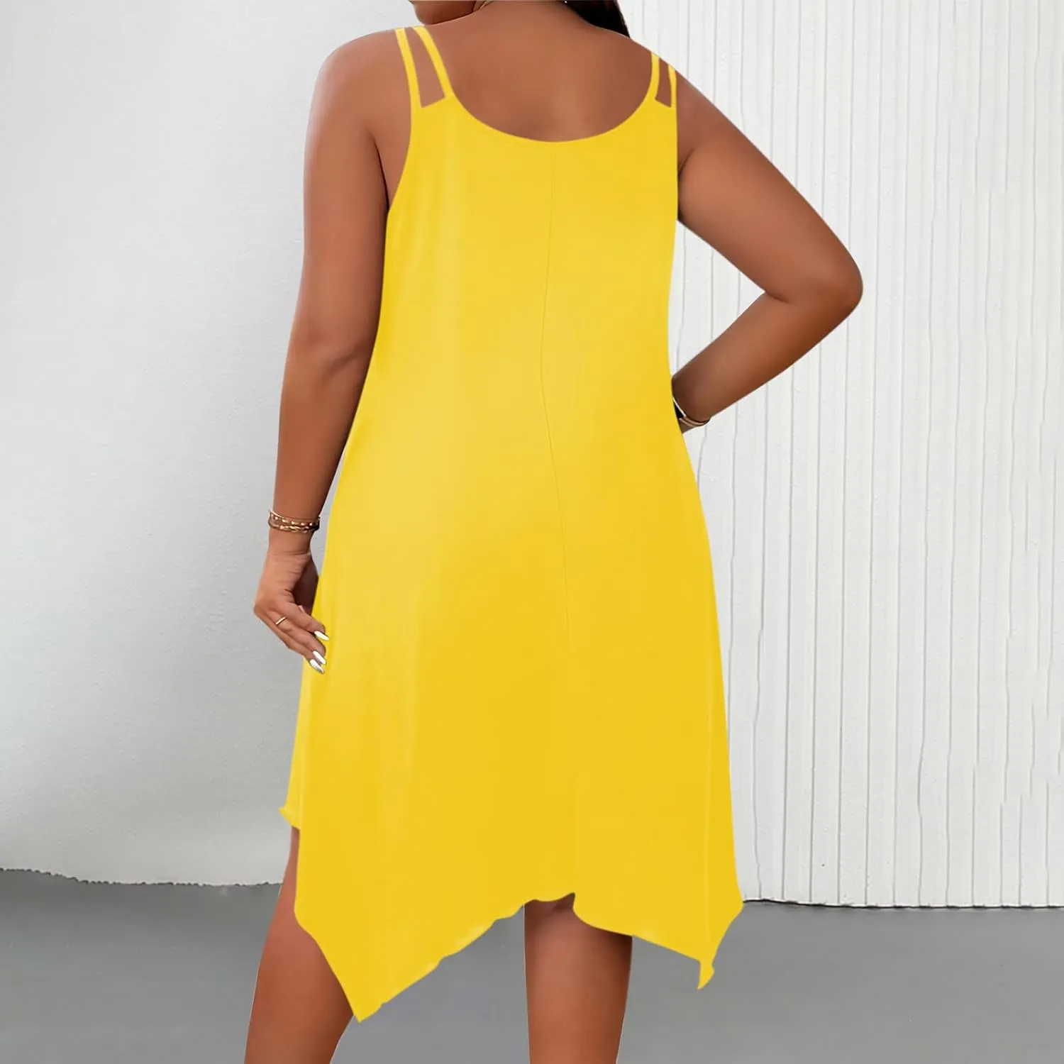 Plus Size 2025 Summer Dresses for Women Sexy Off The Shoulder Cami Dress Holiday Beach Loose Fit Dress Irregular Hem