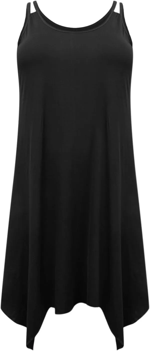 Plus Size 2025 Summer Dresses for Women Sexy Off The Shoulder Cami Dress Holiday Beach Loose Fit Dress Irregular Hem