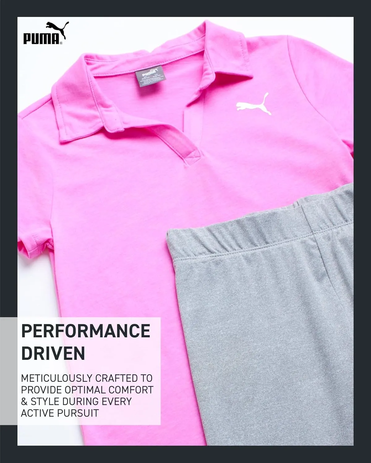 PUMA Girls' Leggings - 2 Piece Short Sleeve Performance T-shirt and Active Leggings - Matching Athletic Sets for Girls (S-L)