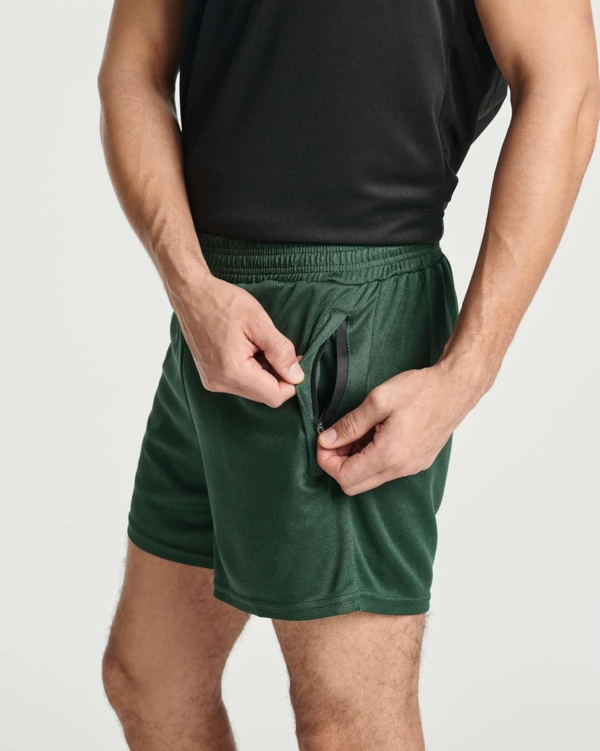 Real Essentials 4 Pack: Men's 3 Inch Mesh Running Short Shorts with Zipper Pockets - Quick Dry Gym Athletic