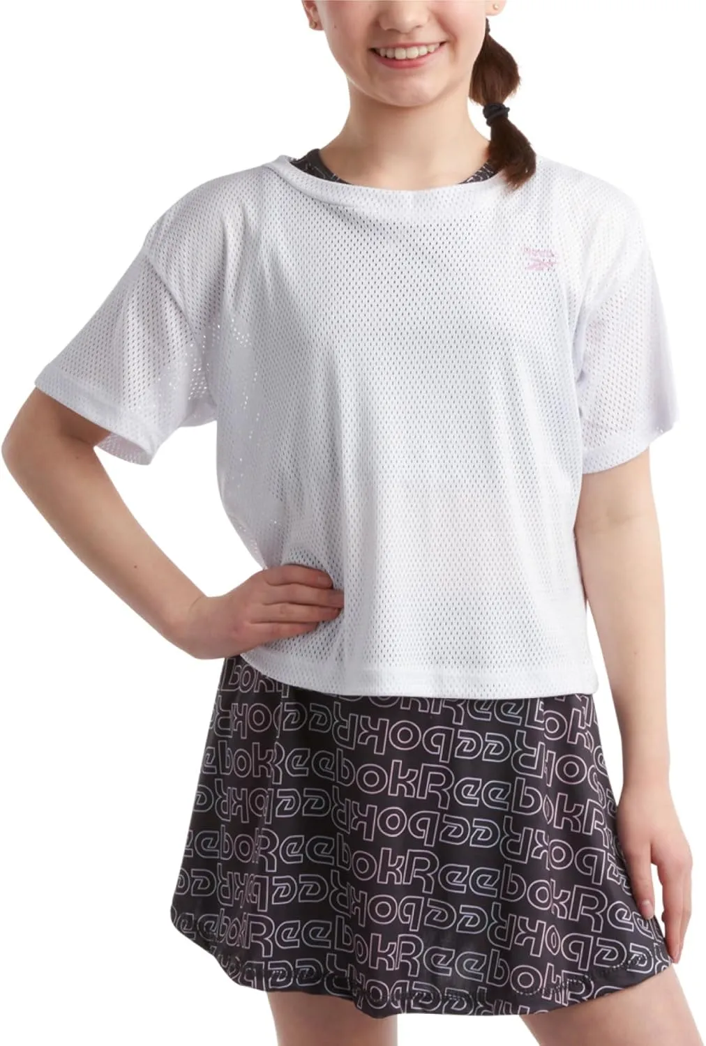 Reebok Girls' Active Skirt Set - 3 Piece Mesh T-Shirt, Crop Tank Top, and Athletic Skort - Girls Summer Activewear Set (7-12)