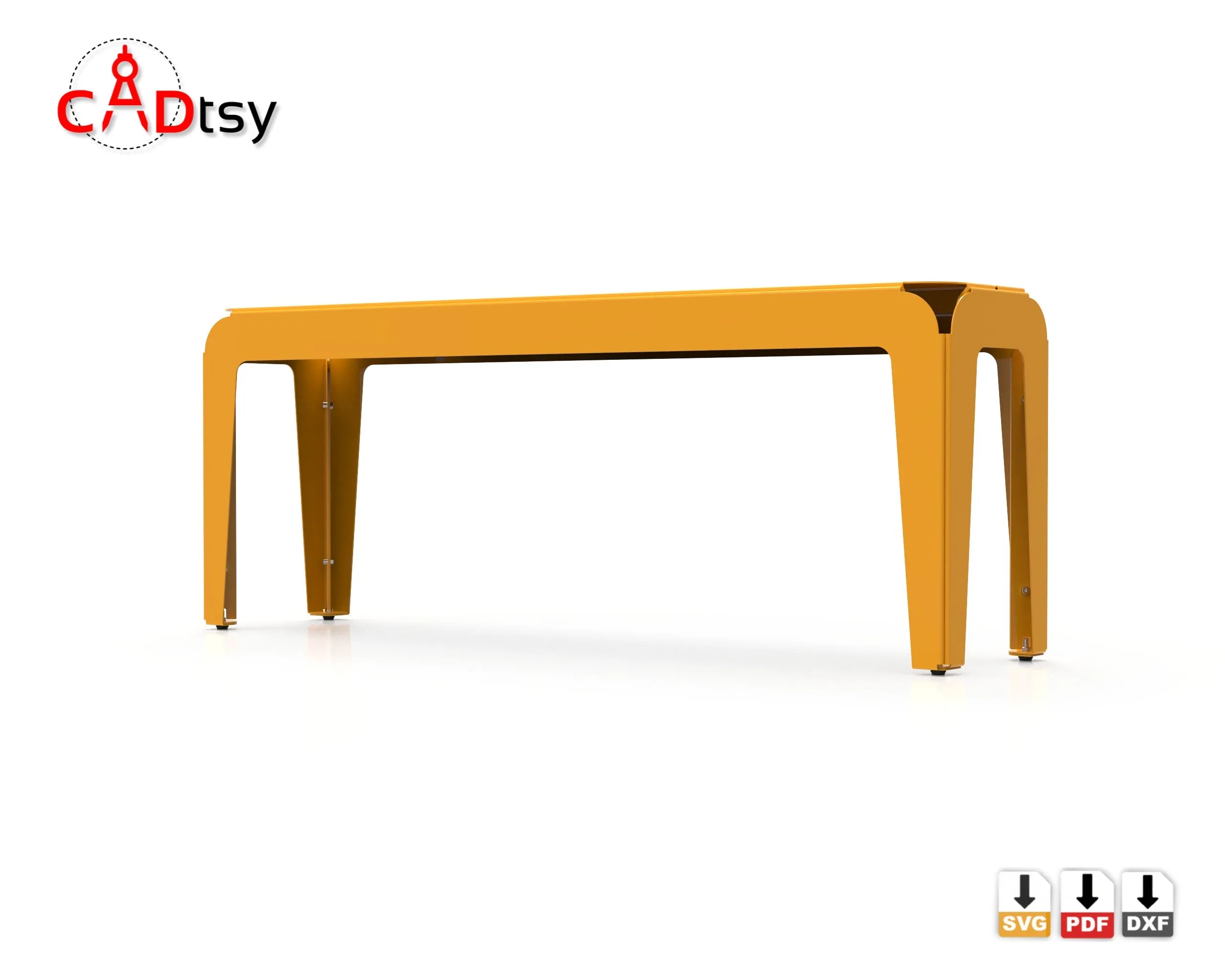 Robust Metal Bench - CNC Plasma/Laser Cutting DXF/SVG Files. Length 1200 mm