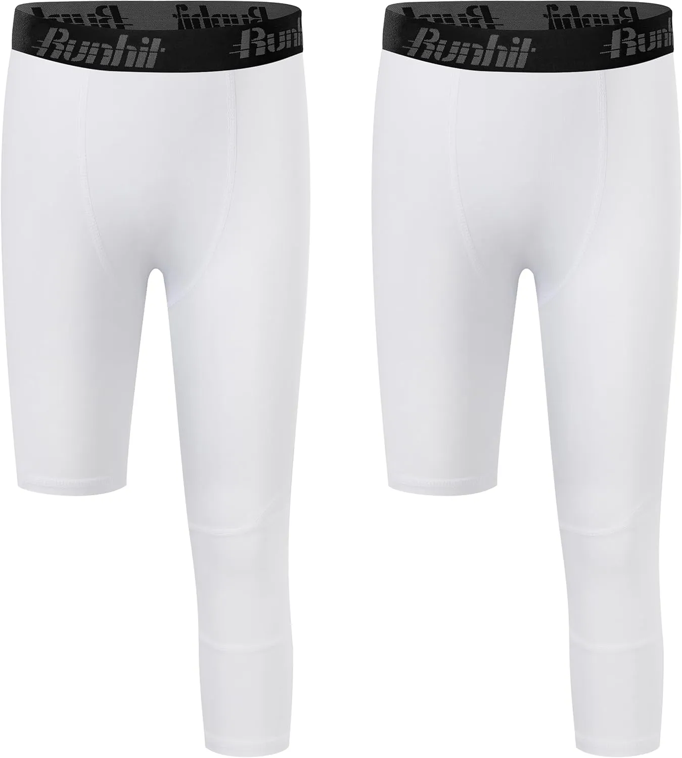 Runhit 3/4 One Leg Boys Compression Leggings,Athletic Tights Basketball Compression Pants,Youth Boys Base Layer Pants