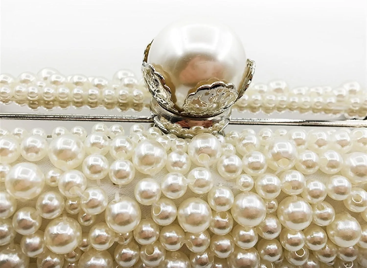 Sangeuhhlk Women's Pearl Evening Handbags Luxury Beaded Shoulder Crossbody Clutch Purse Wedding Party Prom Formal Bridal Bag