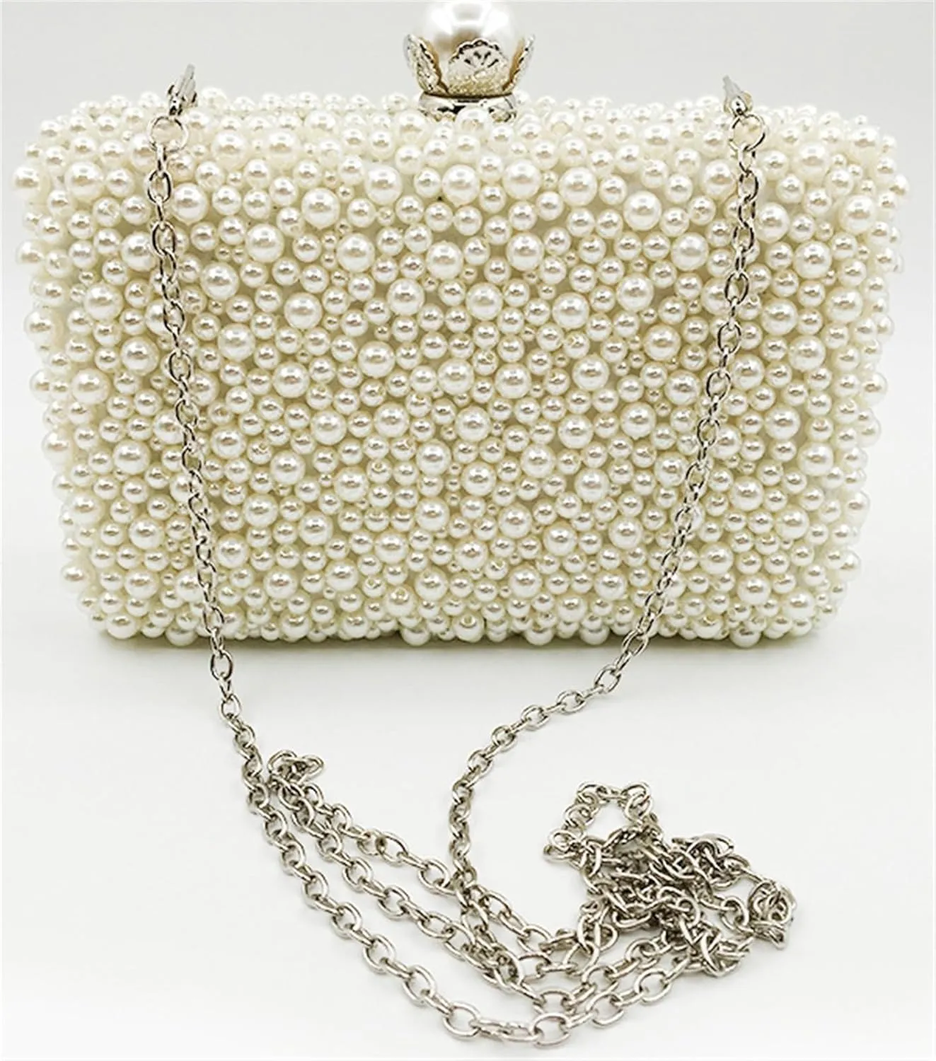 Sangeuhhlk Women's Pearl Evening Handbags Luxury Beaded Shoulder Crossbody Clutch Purse Wedding Party Prom Formal Bridal Bag