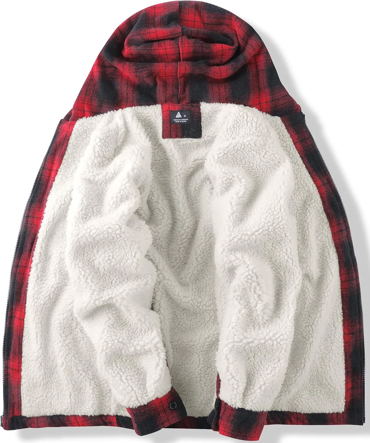 SCODI Men's Flannel Shirt Jacket Fleece Sherpa Lined Plaid Jackets Coat Full Zip Up Hoodie Winter Outwear
