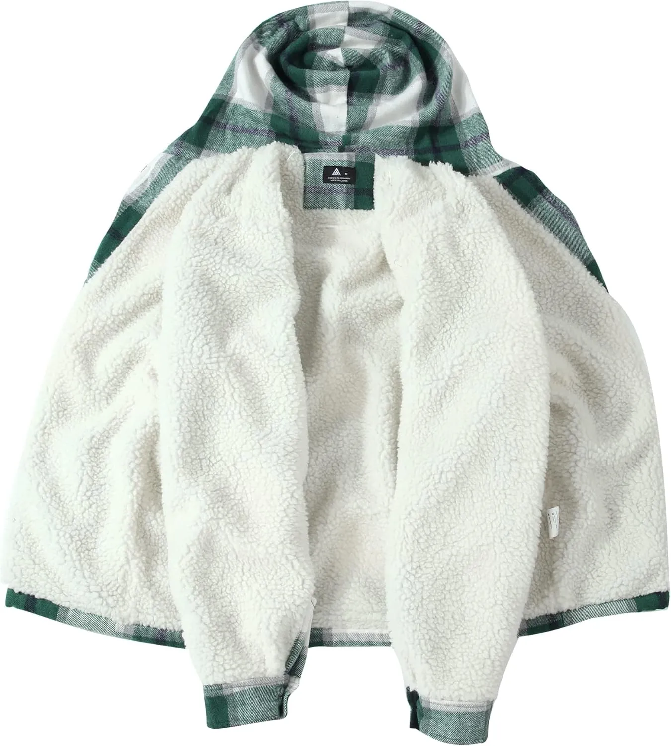 SCODI Men's Flannel Shirt Jacket Fleece Sherpa Lined Plaid Jackets Coat Full Zip Up Hoodie Winter Outwear