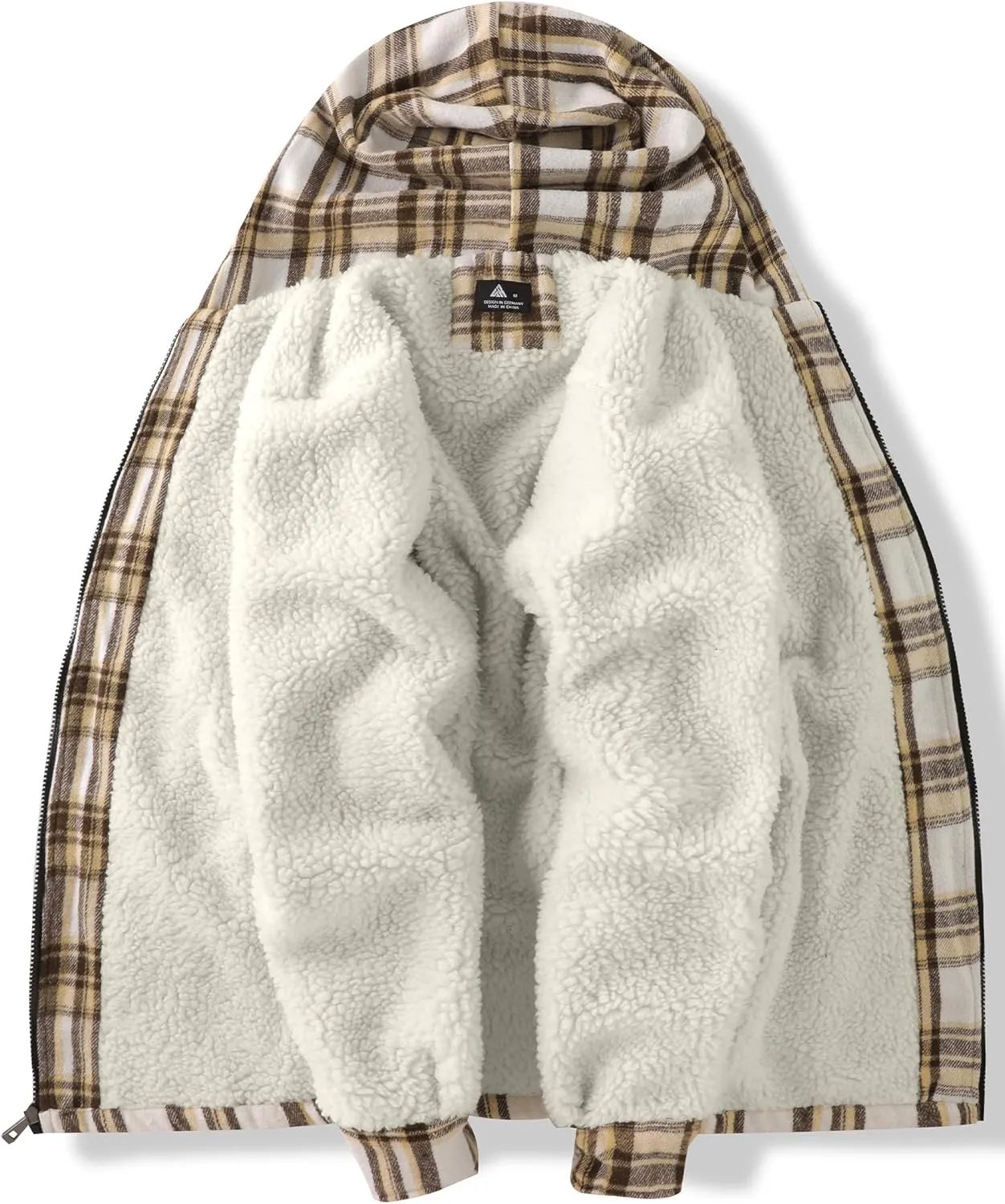 SCODI Men's Flannel Shirt Jacket Fleece Sherpa Lined Plaid Jackets Coat Full Zip Up Hoodie Winter Outwear