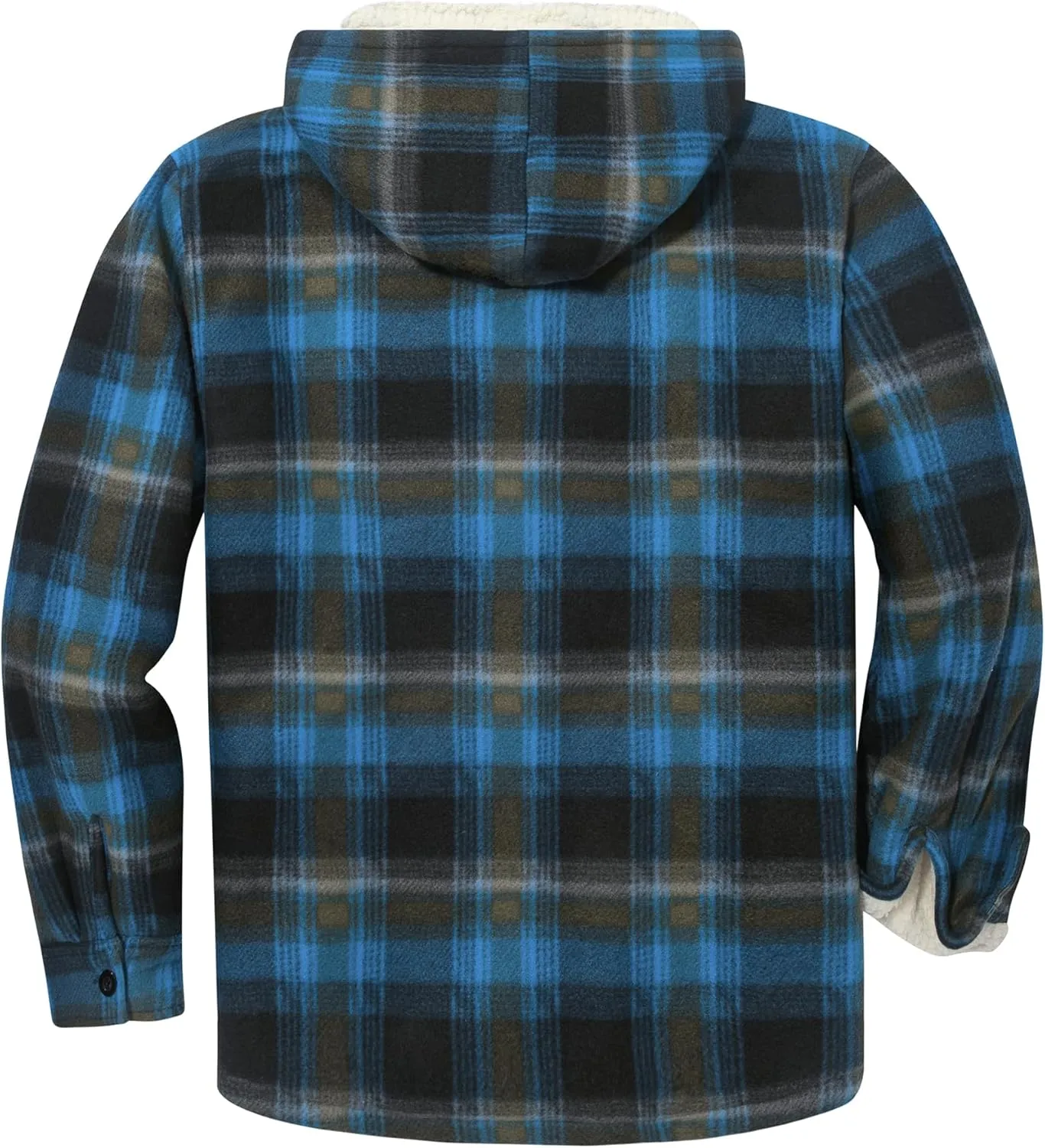 SCODI Men's Flannel Shirt Jacket Fleece Sherpa Lined Plaid Jackets Coat Full Zip Up Hoodie Winter Outwear