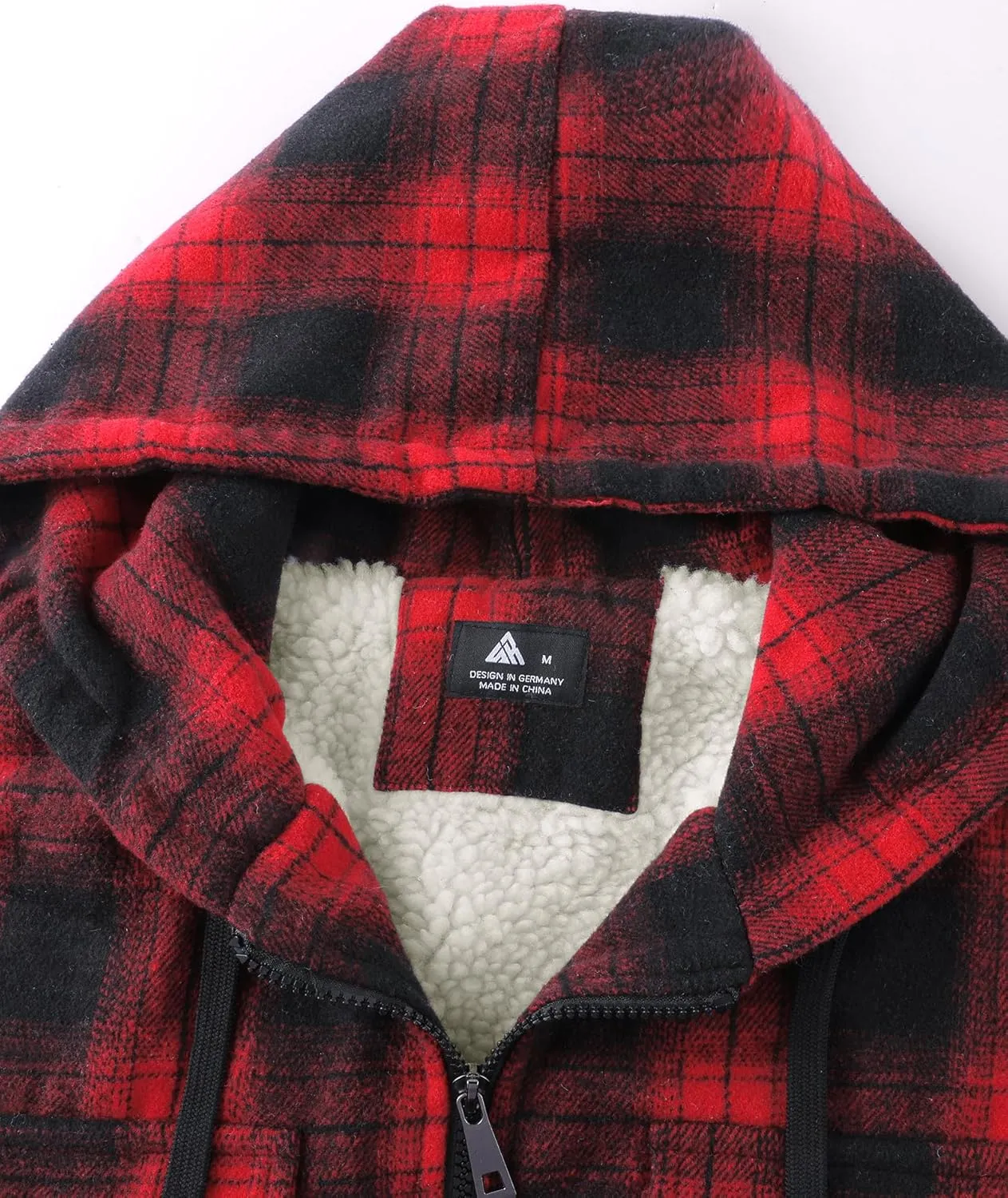 SCODI Men's Flannel Shirt Jacket Fleece Sherpa Lined Plaid Jackets Coat Full Zip Up Hoodie Winter Outwear