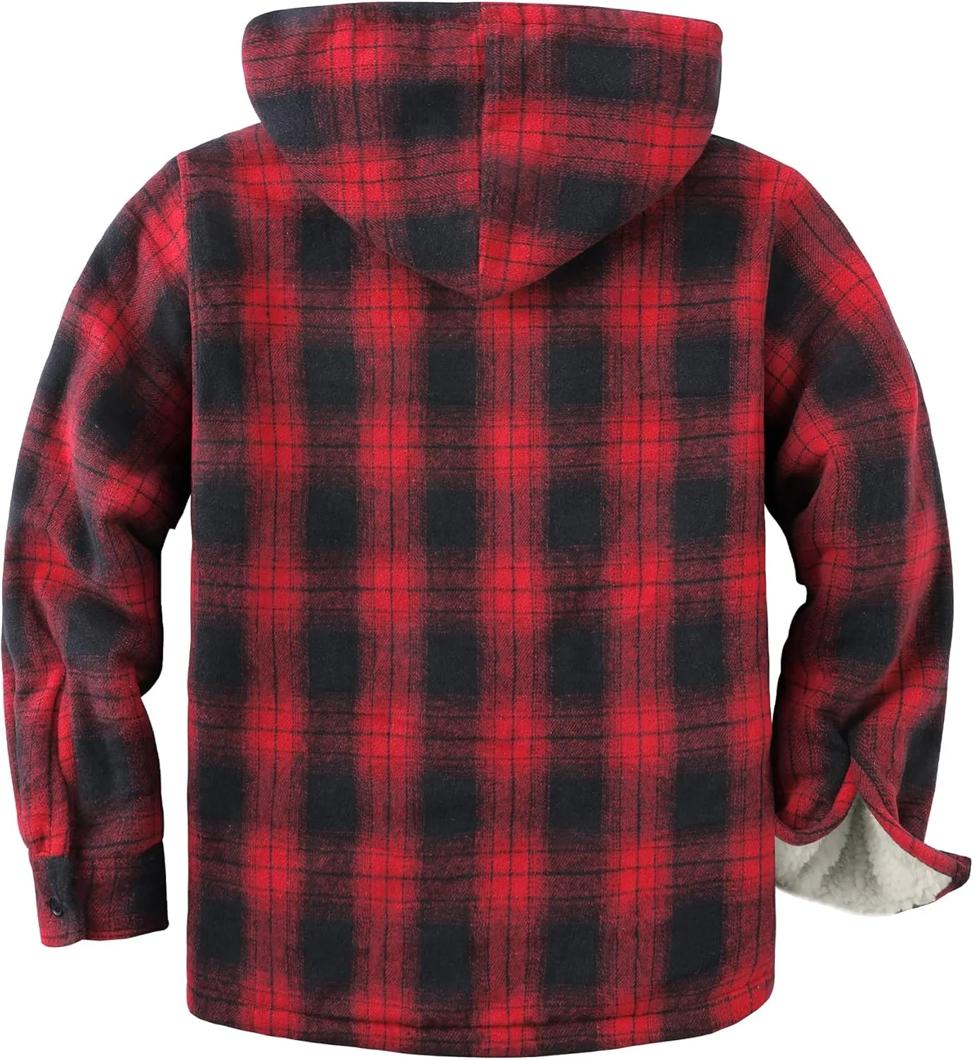 SCODI Men's Flannel Shirt Jacket Fleece Sherpa Lined Plaid Jackets Coat Full Zip Up Hoodie Winter Outwear