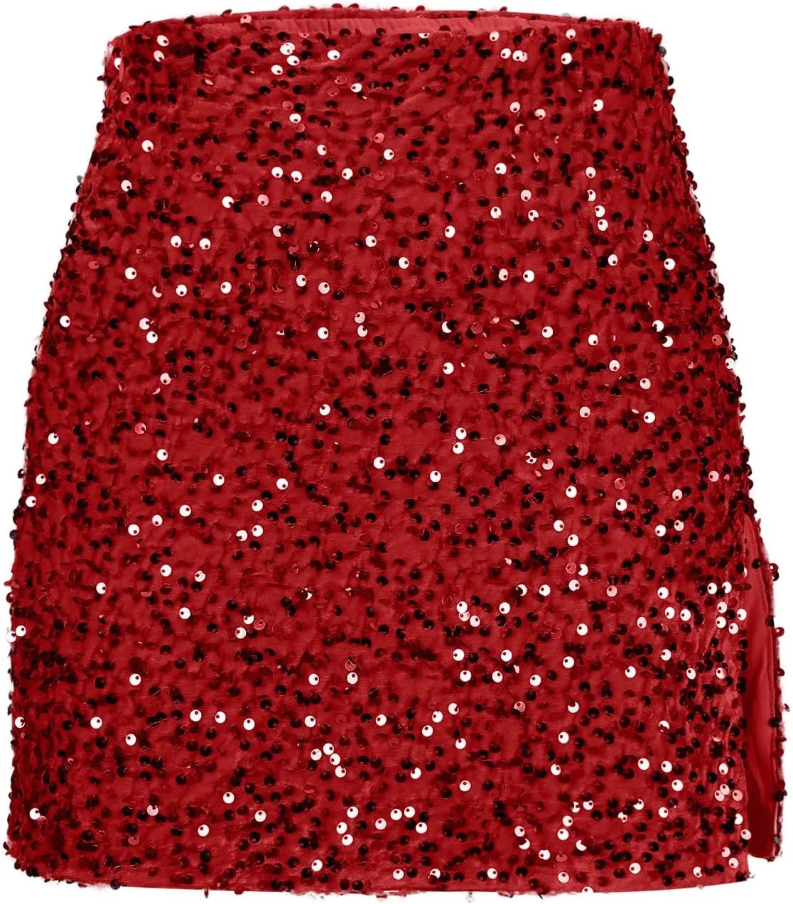 Sequin Bodycon Skirt Women Sparkly Metallic Sequin Mini Bodycon Skirt Club Party Dance Outfits Sexy Slit Pencil Skort