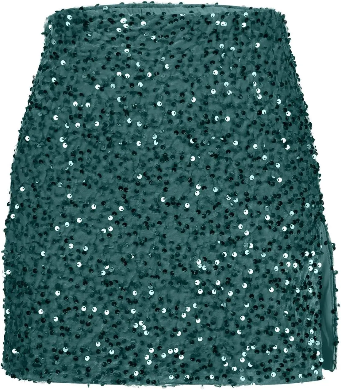 Sequin Bodycon Skirt Women Sparkly Metallic Sequin Mini Bodycon Skirt Club Party Dance Outfits Sexy Slit Pencil Skort