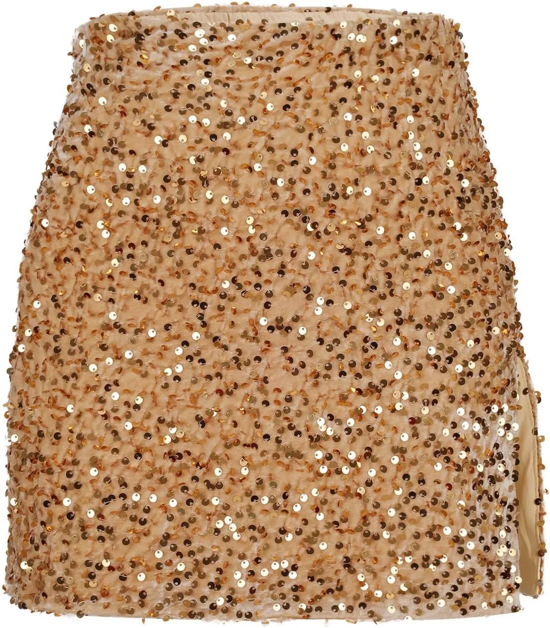 Sequin Bodycon Skirt Women Sparkly Metallic Sequin Mini Bodycon Skirt Club Party Dance Outfits Sexy Slit Pencil Skort