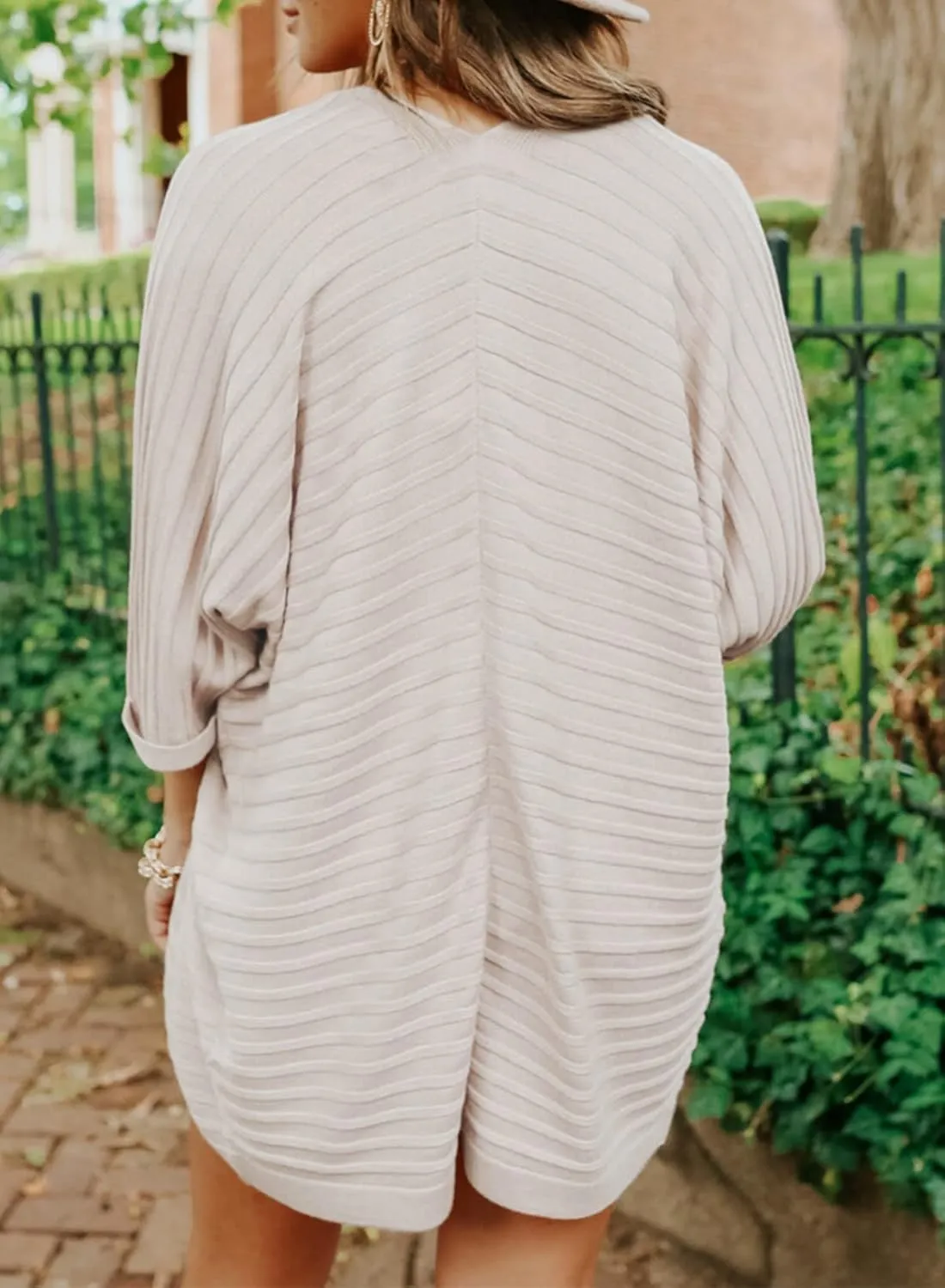 SHEWIN Women's Casual 3/4 Short Sleeve Open Front Lightweight Cable Knit Kimono Cardigan Sweaters