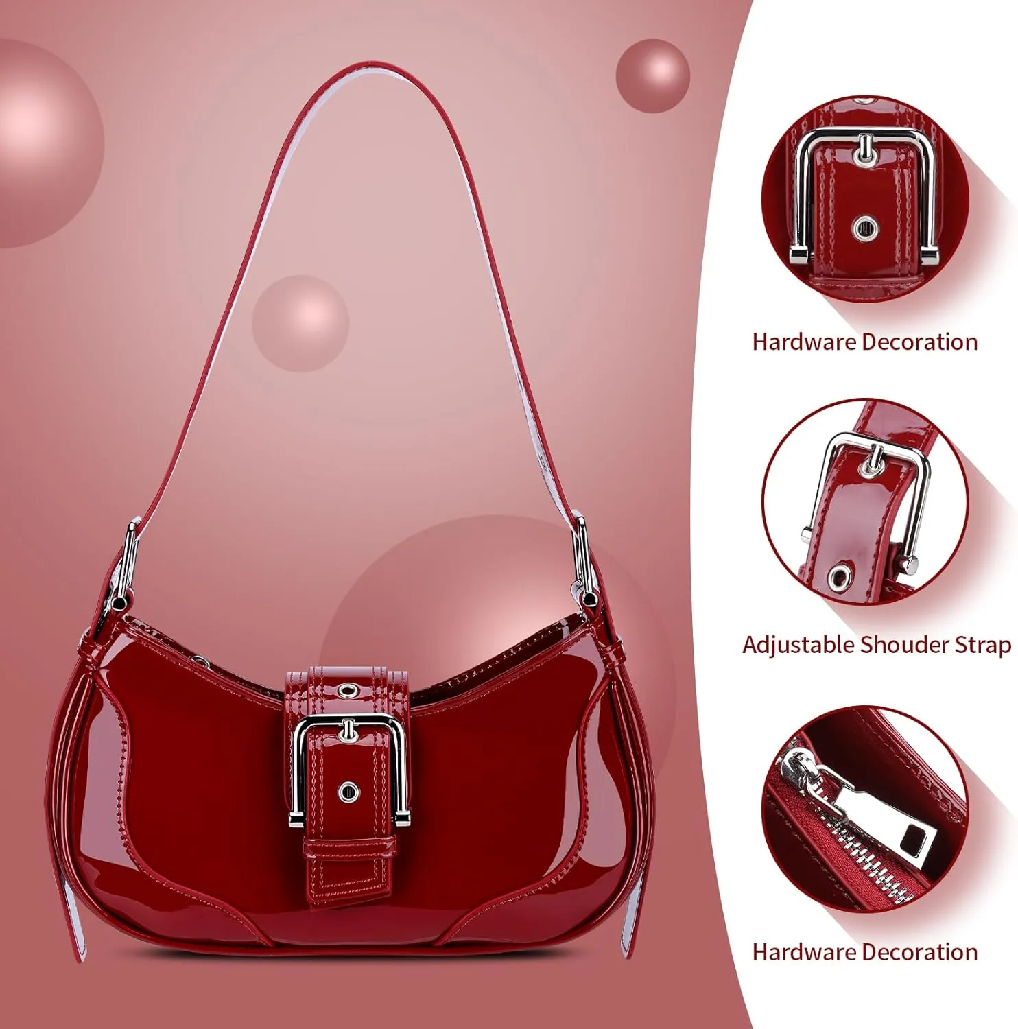 Shoulder Bags Y2k Purse for Women, Top Handle Purses Buckle Punk Hobo Clutch Crossbody Bag Trendy Leather Handbag
