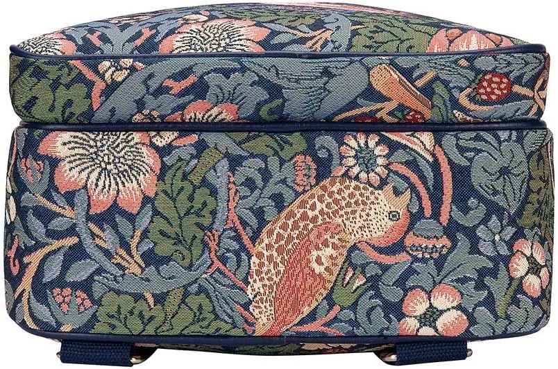 Signare Tapestry Backpack for Women Computer Rucksack Knapsack bookbags for women In William Morris Strawberry Thief Blue Design (BKPK-STBL)