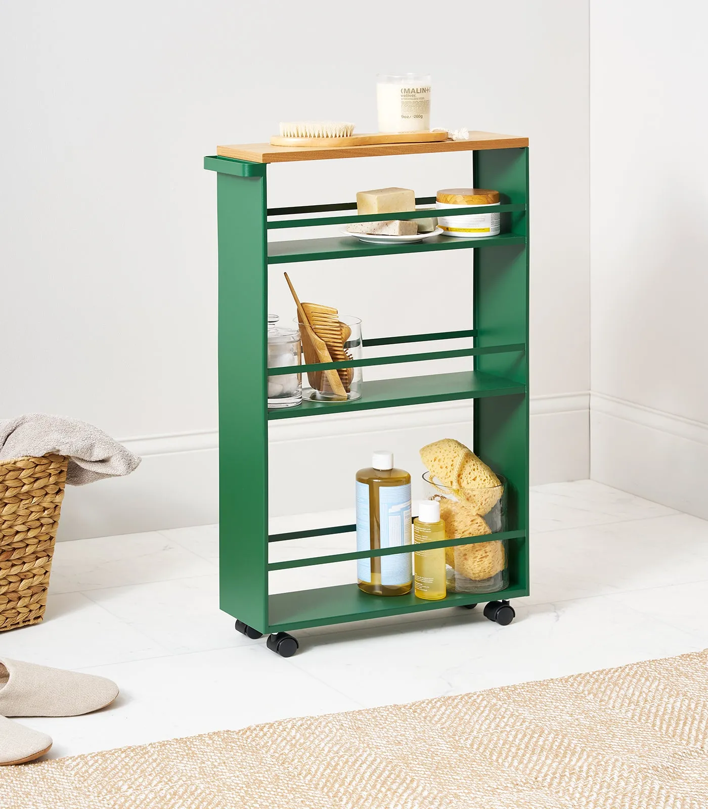 Slim Storage Cart (32" H)  - Steel - Forest Green