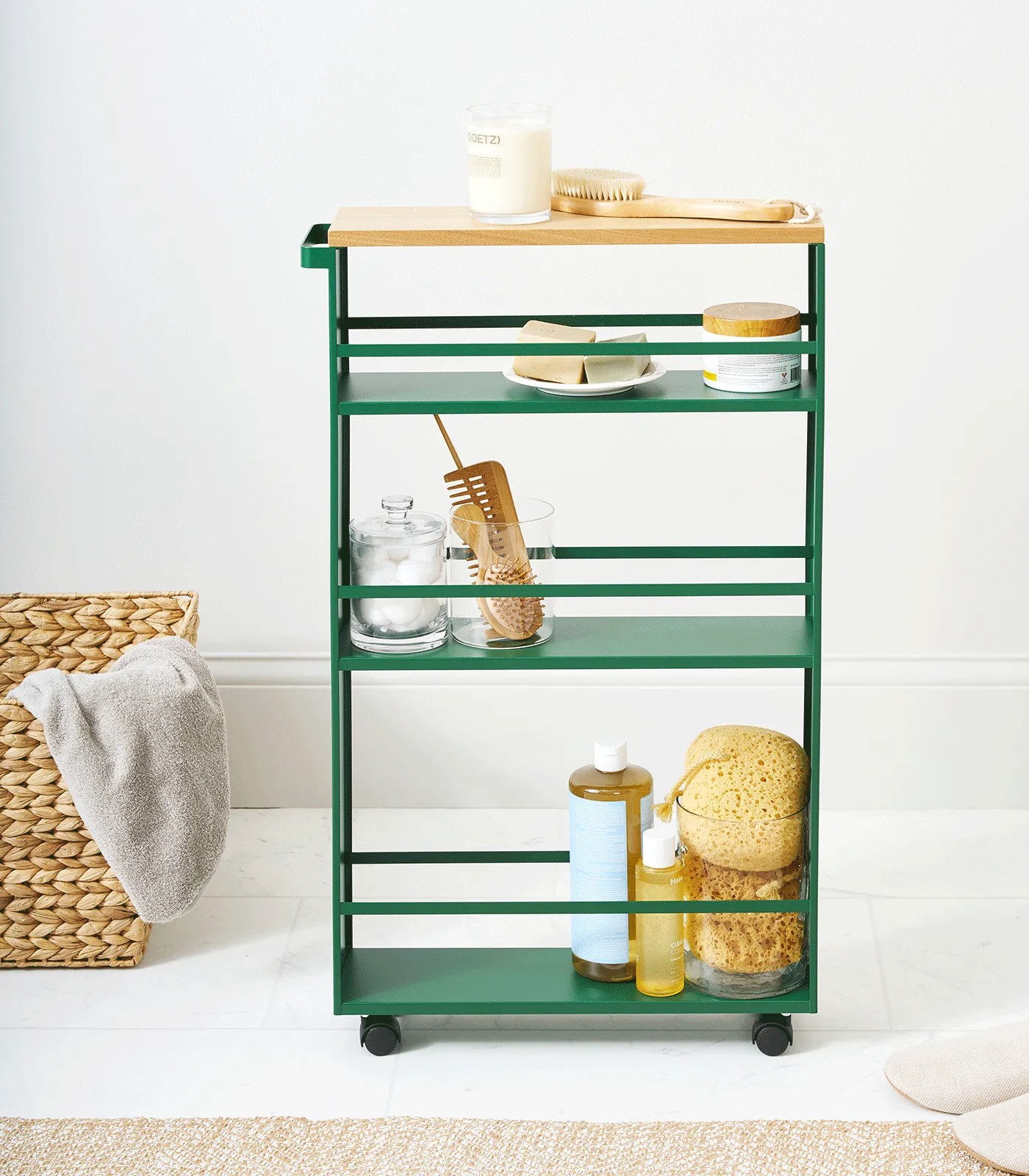 Slim Storage Cart (32" H)  - Steel - Forest Green