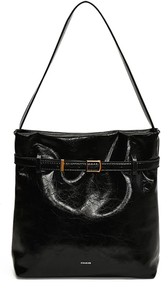 Slouchy Hobo Bucket Bag for Women PU Leather Shopper Tote for Work Travel Satchel Shoulder Bag Black/White/Red/Brown