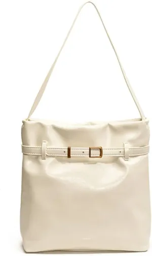 Slouchy Hobo Bucket Bag for Women PU Leather Shopper Tote for Work Travel Satchel Shoulder Bag Black/White/Red/Brown